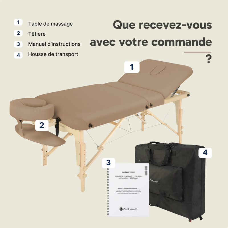 ZENGROWTH Table de massage pliante Nimman Moka