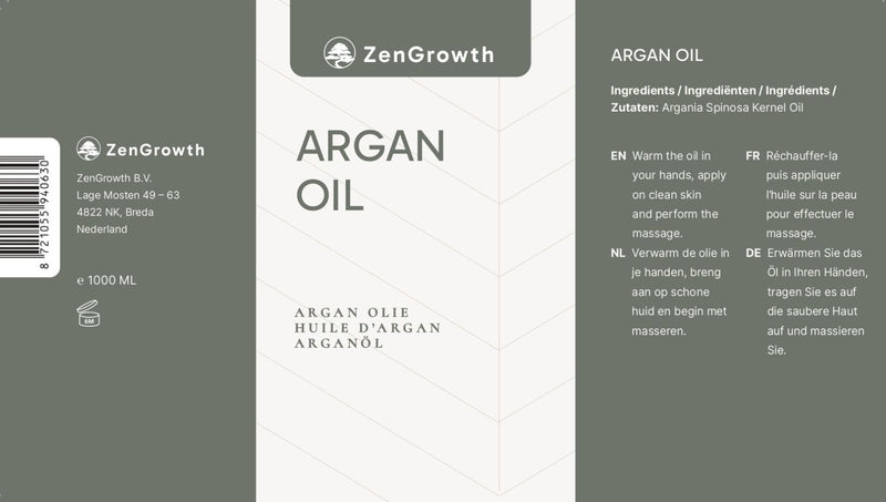 ZenGrowth Huile d’Argan – Pressée à froid 1L